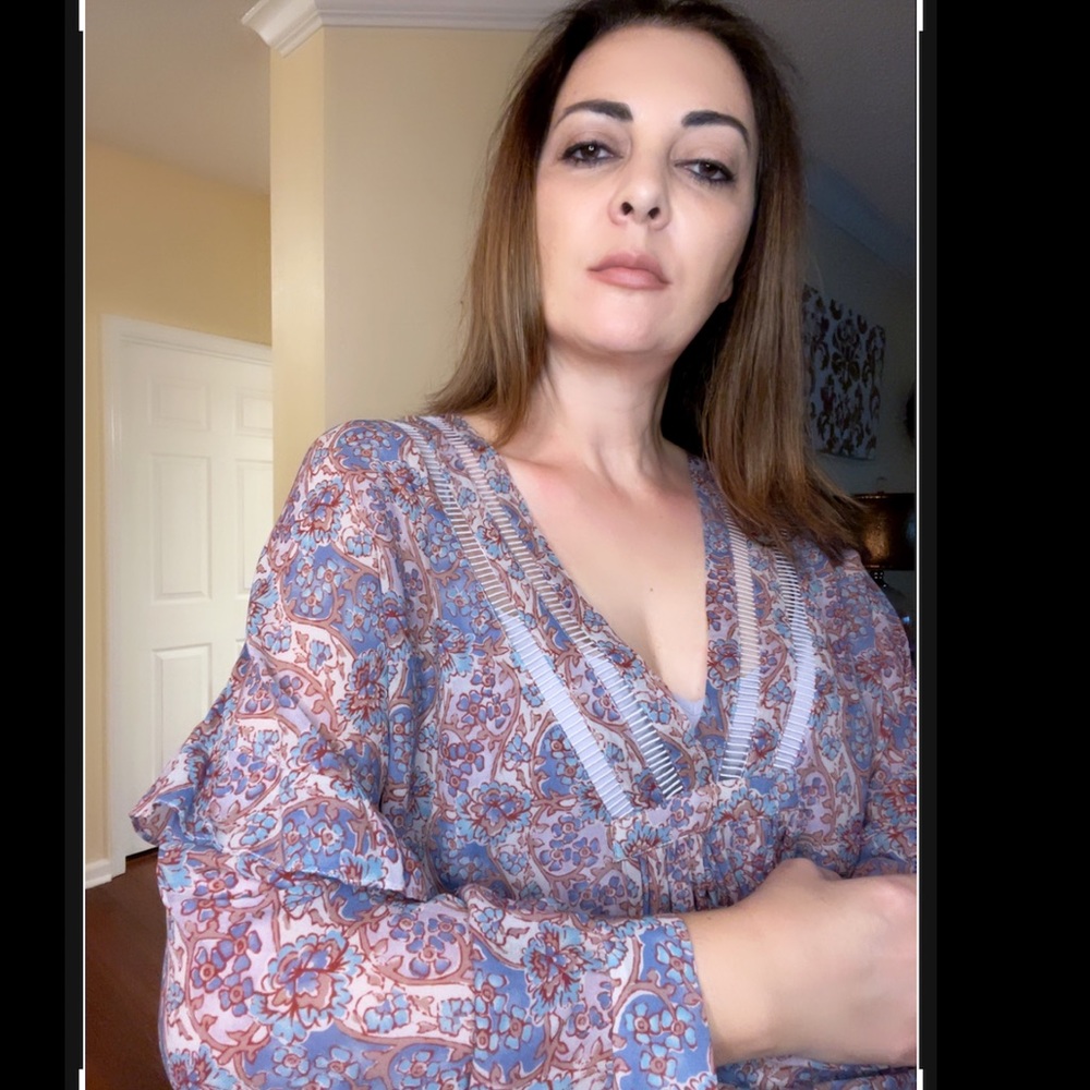 NWT Frye Floral Print Longsleeve V-neck Blouse Top - Picture 2 of 13